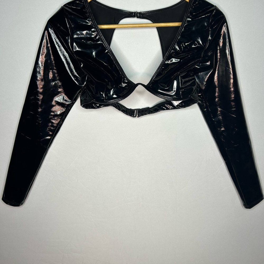 Good American Black Glossy Crop Top